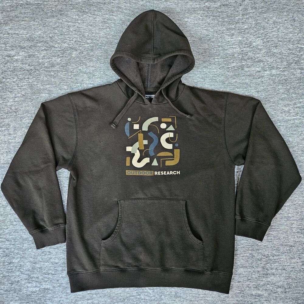 Outdoor Research Trail Mix Logo Hoodie Sweatshirt Pullover Hiking L Black